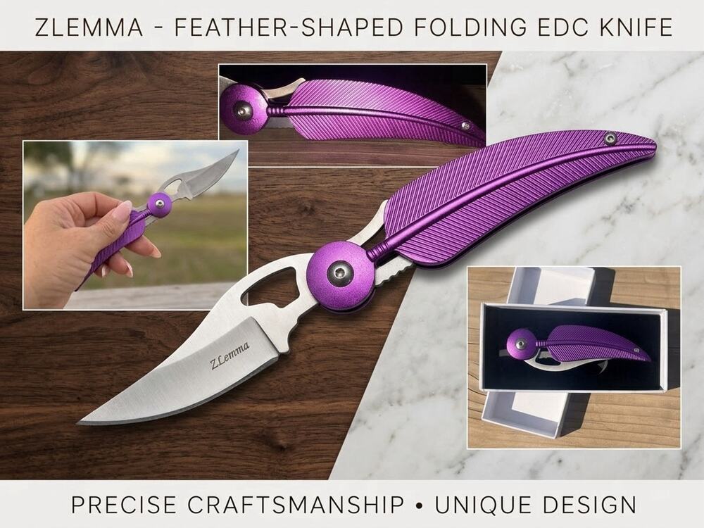 Feather Folding Knife 3.5" Stainless Steel Extended Blade Hot Pink Handle